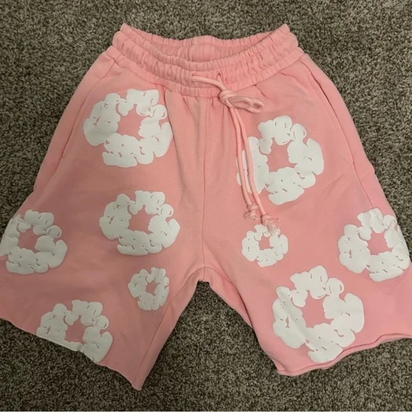 Denim tears Pink Shorts with White Cloud Print
